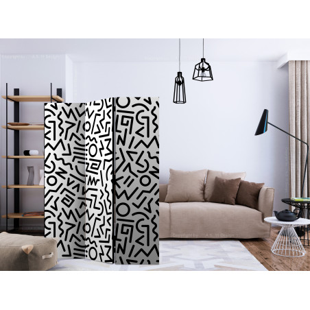 Paravan Black And White Maze [Room Dividers] 135 cm x 172 cm-01