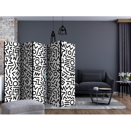 Paravan Black And White Maze Ii [Room Dividers] 225 cm x 172 cm-01