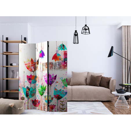 Paravan Colorful Tulips [Room Dividers] 135 cm x 172 cm-01