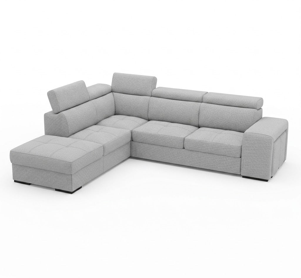 Coltar Extensibil Cu Otoman Ventotene, 5 Locuri, Interschimbabil, Taburete Integrate, Lada Depozitare, Gri, 265 Cm