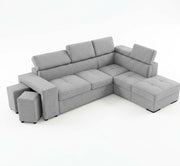 Coltar Extensibil Cu Otoman Ventotene, 5 Locuri, Interschimbabil, Taburete Integrate, Lada Depozitare, Gri, 265 Cm