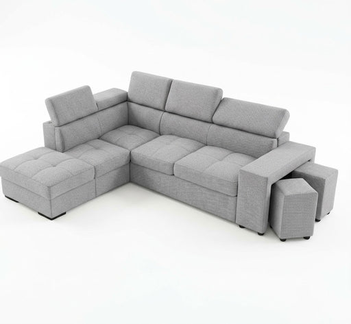 Coltar Extensibil Cu Otoman Ventotene, 5 Locuri, Interschimbabil, Taburete Integrate, Lada Depozitare, Gri, 265 Cm