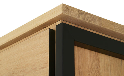 Vitrina Dreapta Reno Cu 1 Usa Si 2 Sertare, Smoked Oak, Furnir Din Lemn Masiv, 60 Cm