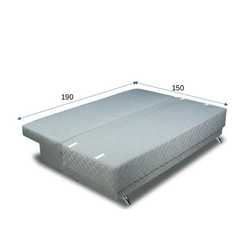Canapea Extensibila Karla, 3 Locuri, Click Clack, Cu Lada De Depozitare, Argintiu, 212 x 95 x 79 Cm