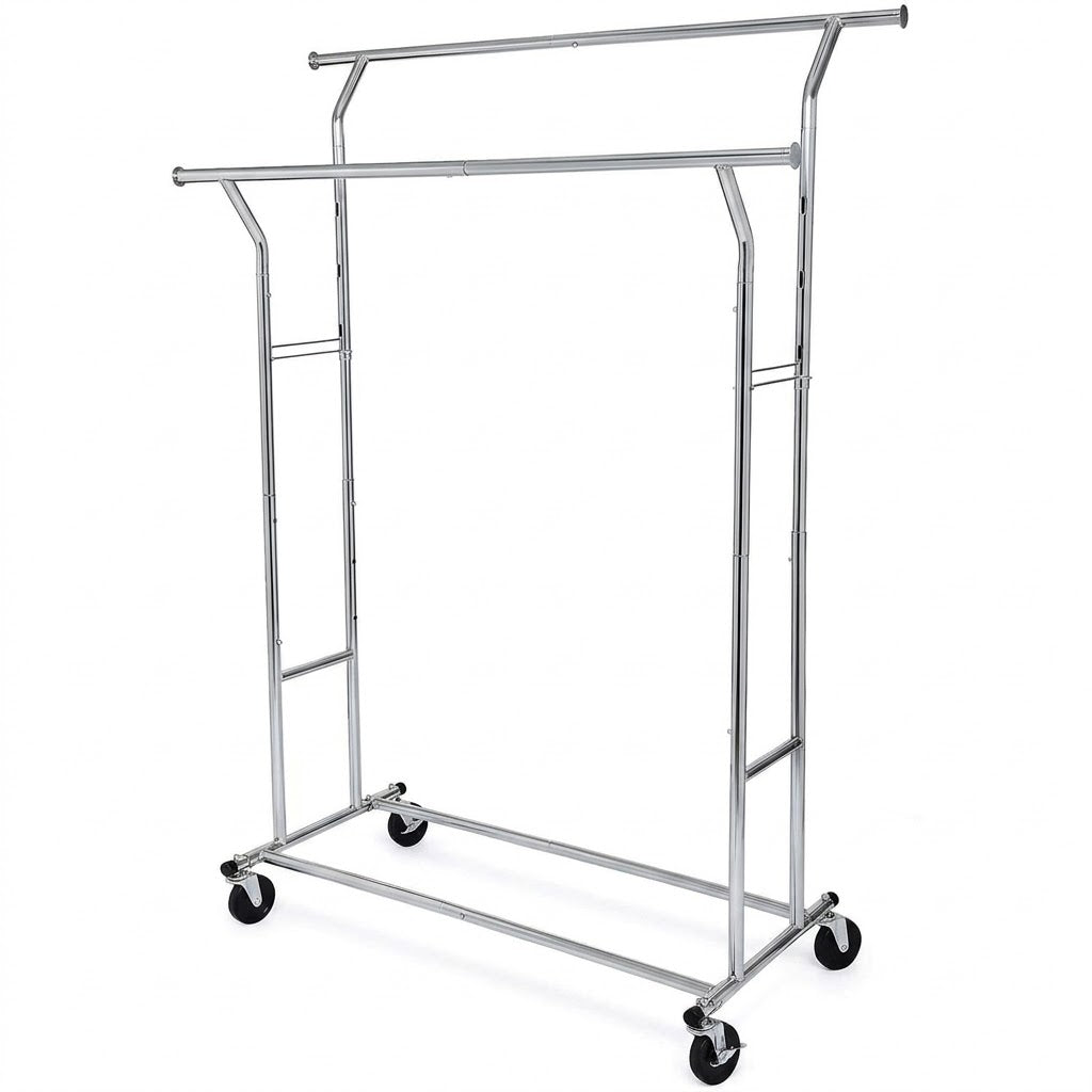 Suport mobil cu 2 bare Chrome 1, 129 x 55 x 148/172 cm
