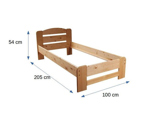 Pat Pumba 3/1, Dimensiune Saltea 90 x 200 Cm, Lemn Masiv, Lacuit, Natur