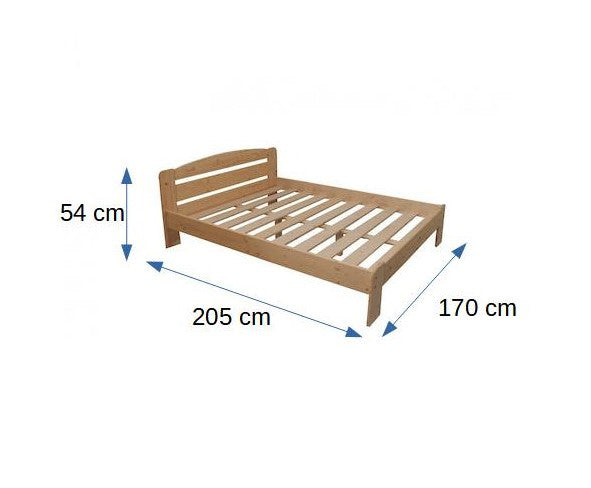 Pat Pumba 3/1, Dimensiune Saltea 160 x 200 Cm, Lemn Masiv, Lacuit, Natur