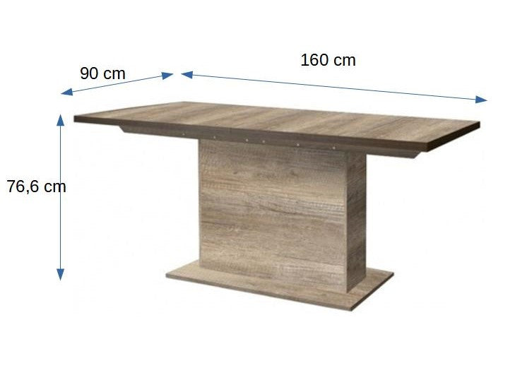 Masa Tiziano Extensibila, Stejar Antic, 160/200 x 90 x 76.6 Cm