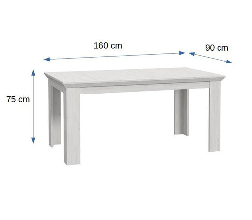 Masa Encanto, Extensibila, Pin Alb, 160/205 x 75 x 90 Cm