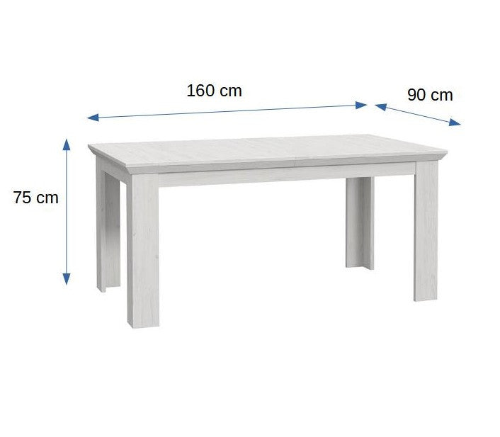 Masa Encanto, Extensibila, Pin Alb, 160/205 x 75 x 90 Cm