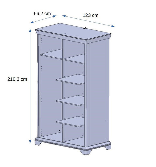 Dulap Cu 2 Usi Kashmir, Alb Antichizat, 123 Cm