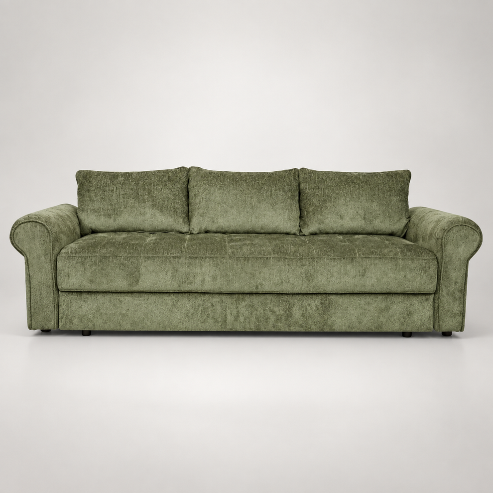 Canapea Extensibila Venezia, 3 Locuri, Lada Depozitare, Tapiterie Verde, 244 Cm #studio