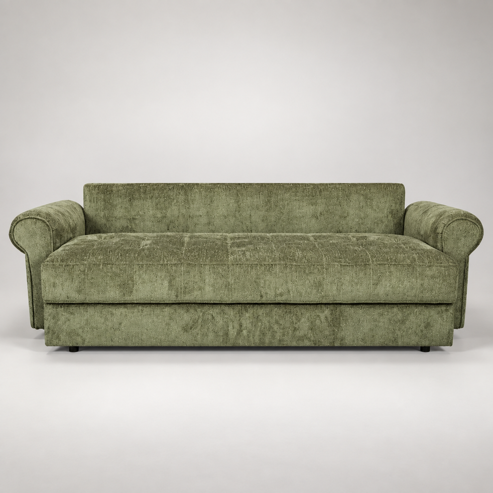 Canapea Extensibila Venezia, 3 Locuri, Lada Depozitare, Tapiterie Verde, 244 Cm