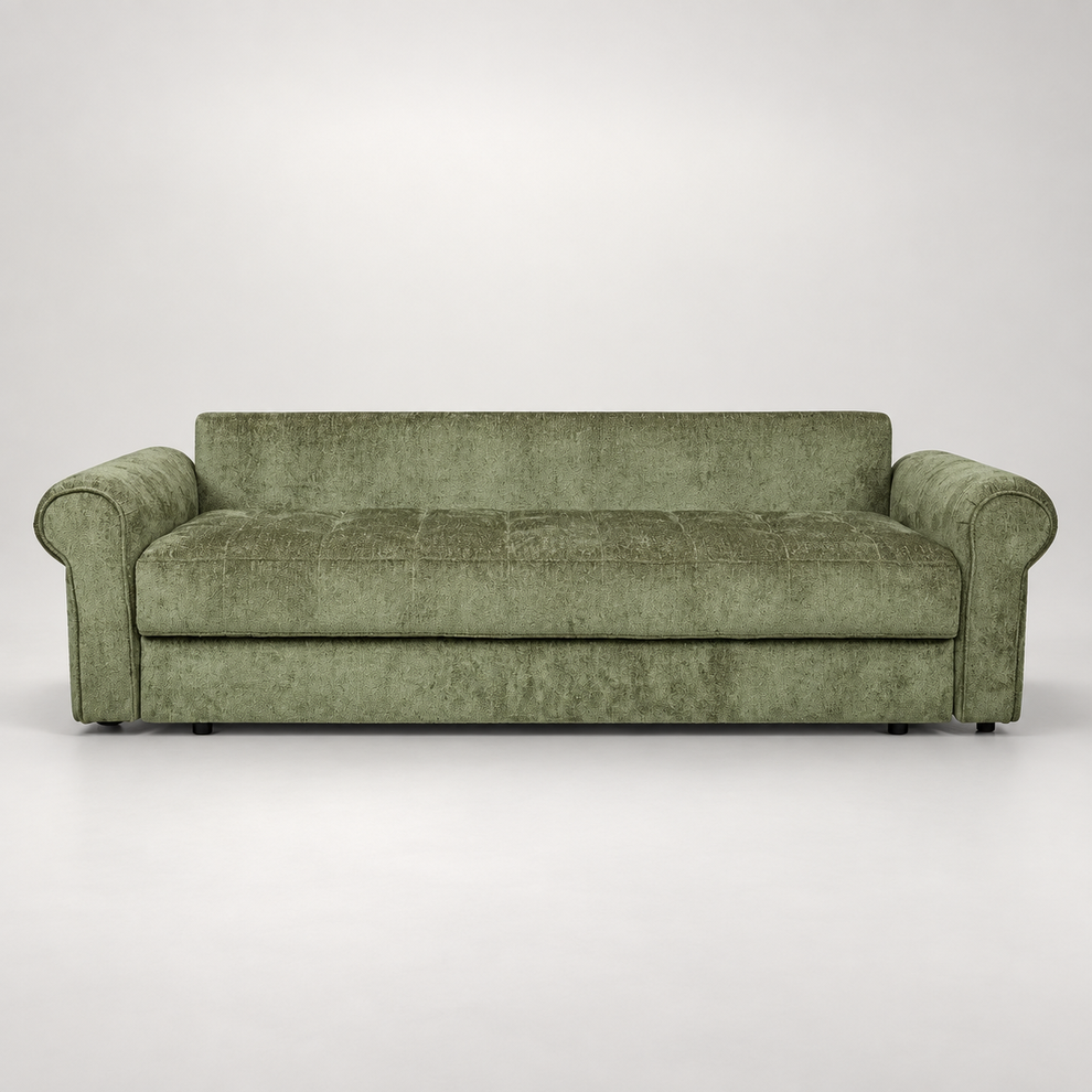 Canapea Extensibila Venezia, 3 Locuri, Lada Depozitare, Tapiterie Verde, 244 Cm