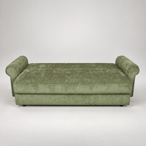 Canapea Extensibila Venezia, 3 Locuri, Lada Depozitare, Tapiterie Verde, 244 Cm