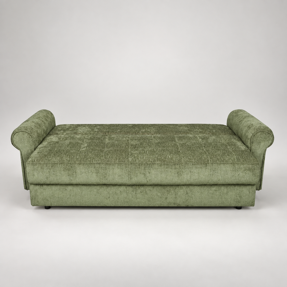 Canapea Extensibila Venezia, 3 Locuri, Lada Depozitare, Tapiterie Verde, 244 Cm