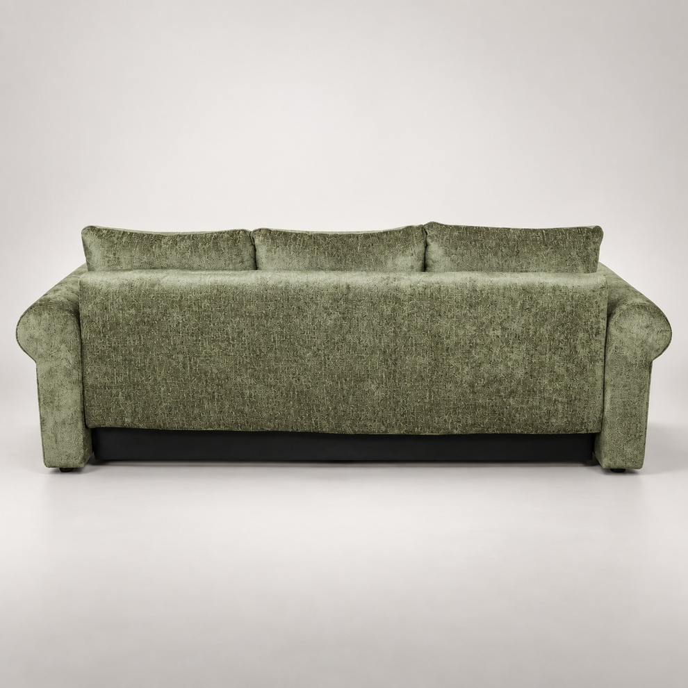 Canapea Extensibila Venezia, 3 Locuri, Lada Depozitare, Tapiterie Verde, 244 Cm