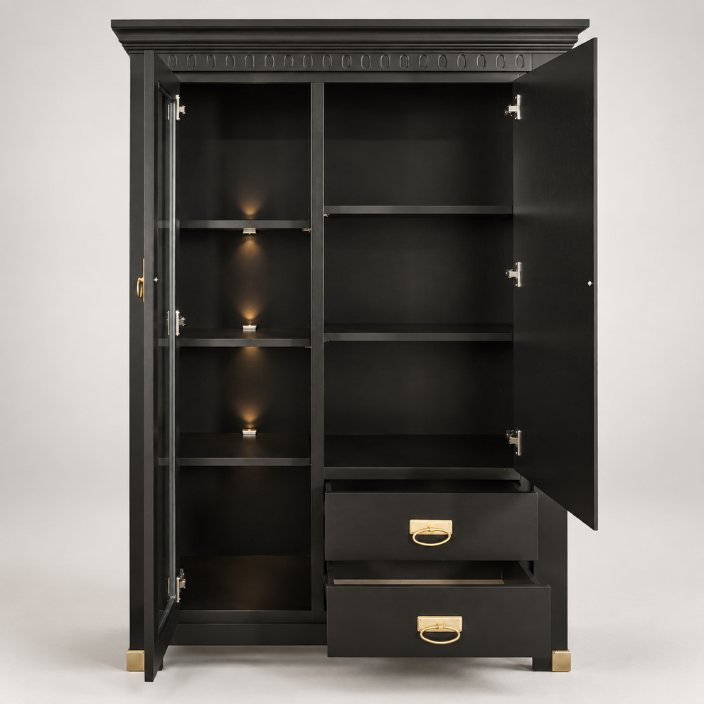 Comoda Bar Saint Tropez Cu 2 Usi Si 2 Sertare Negru, Vopsit, 111 Cm #studio