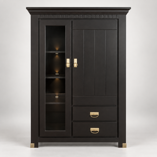 Comoda Bar Saint Tropez Cu 2 Usi Si 2 Sertare Negru, Vopsit, 111 Cm #studio