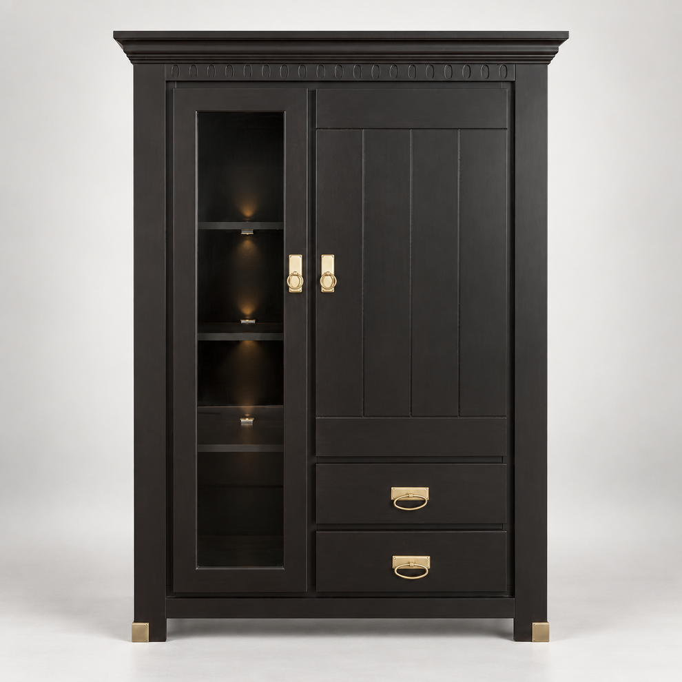 Comoda Bar Saint Tropez Cu 2 Usi Si 2 Sertare Negru, Vopsit, 111 Cm #studio