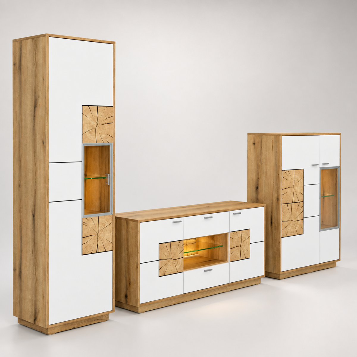 Comoda Bar Urbano White Cu 2 Usi Alb Si Natur, 87 Cm