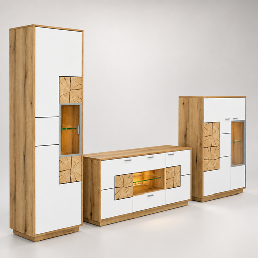 Comoda Bar Urbano White Cu 2 Usi Alb Si Natur, 87 Cm