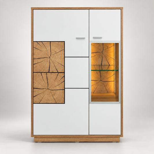Comoda Bar Urbano White Cu 2 Usi Alb Si Natur, 87 Cm