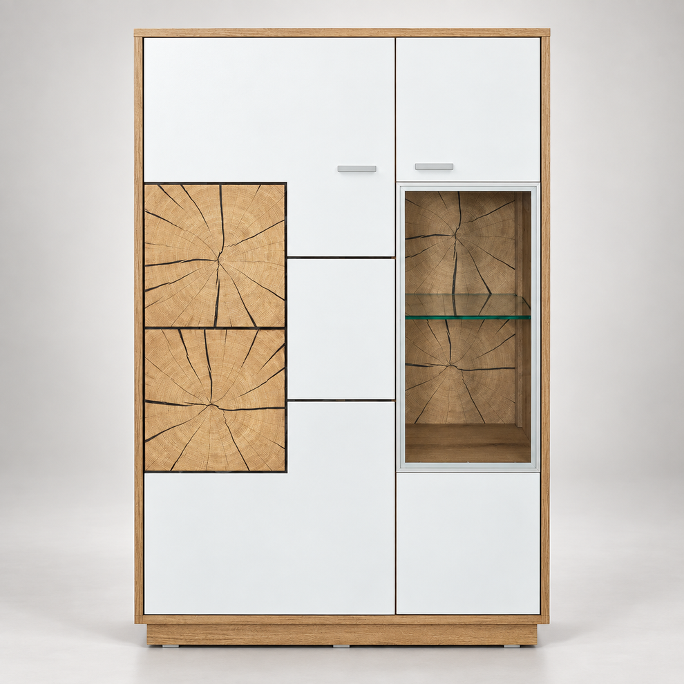 Comoda Bar Urbano White Cu 2 Usi Alb Si Natur, 87 Cm