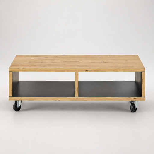 Masa Cafea Reno Cu 2 Nise, Smoked Oak, Furnir Din Lemn Masiv, 120 Cm #studio