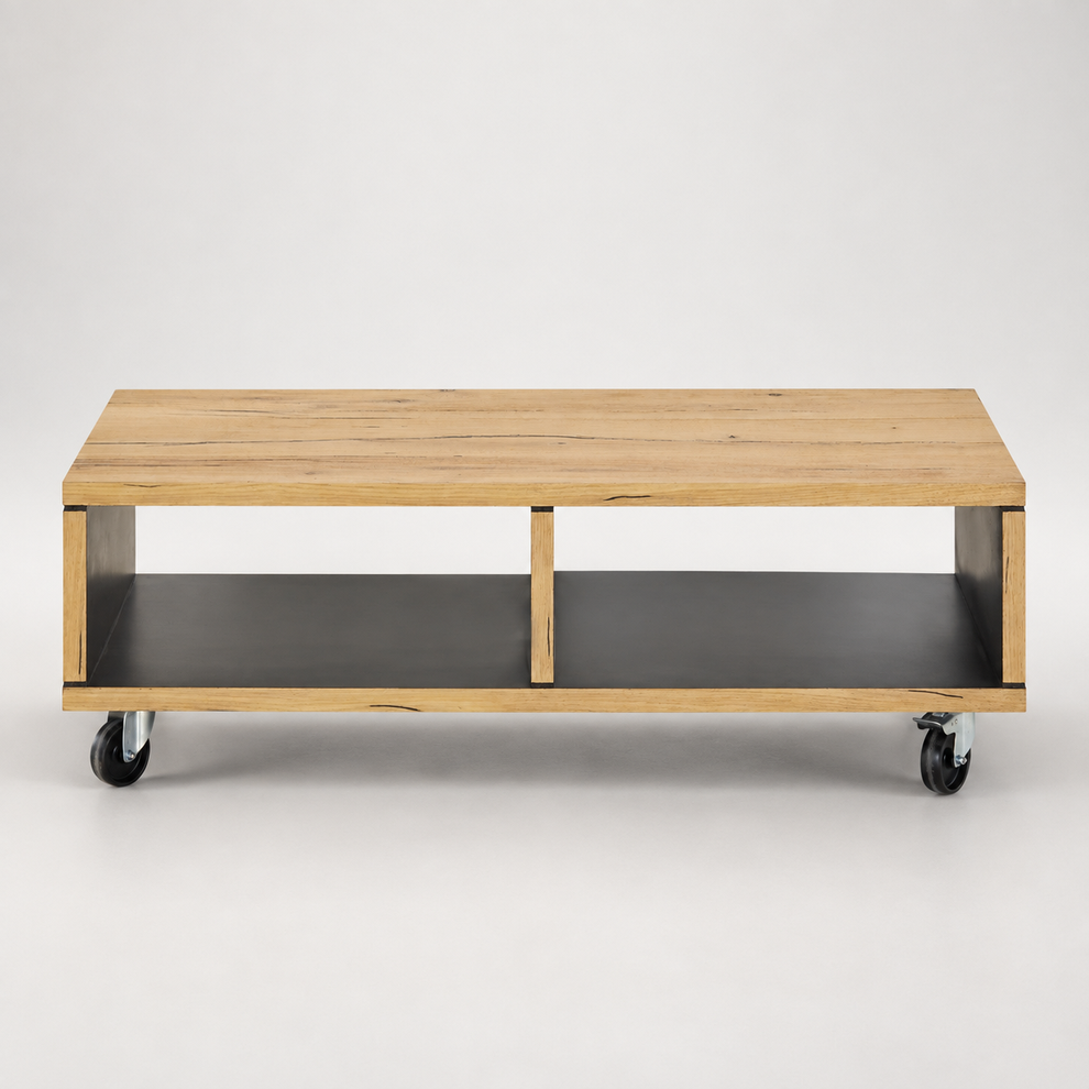 Masa Cafea Reno Cu 2 Nise, Smoked Oak, Furnir Din Lemn Masiv, 120 Cm #studio