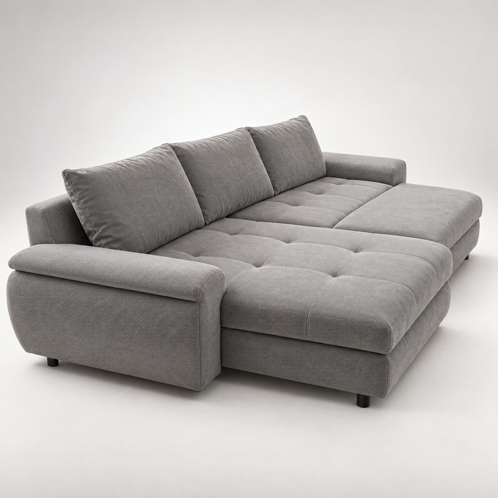 Coltar Extensibil Stanga Venus, 5 Locuri, Lada Depozitare, Gri,  290 Cm