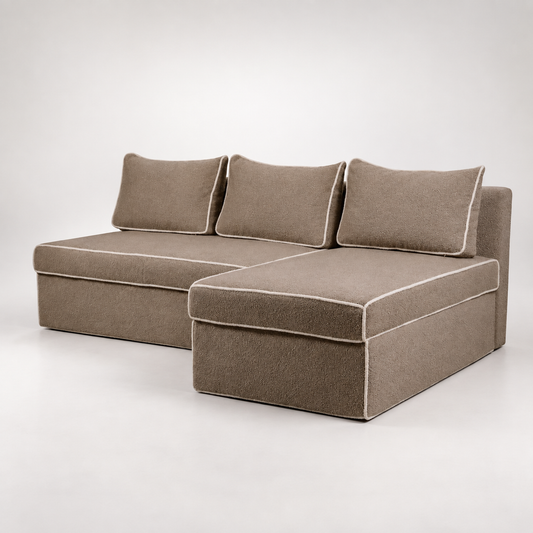 Coltar Extensibil New Modulo, Interschimbabil Stanga/Dreapta, 220 Cm bej cu lada #variant:bej #variant:cu-lada #studio
