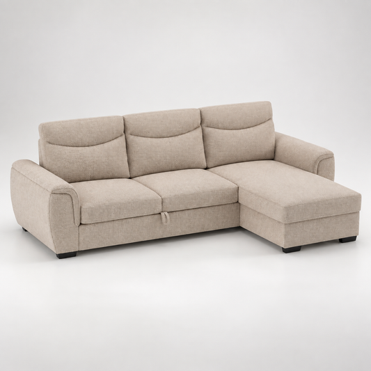 Coltar Extensibil Cu Insula Amalfi, Interschimbabil Stanga/Dreapta, 236 Cm crem cu lada #variant:crem #variant:cu-lada #studio