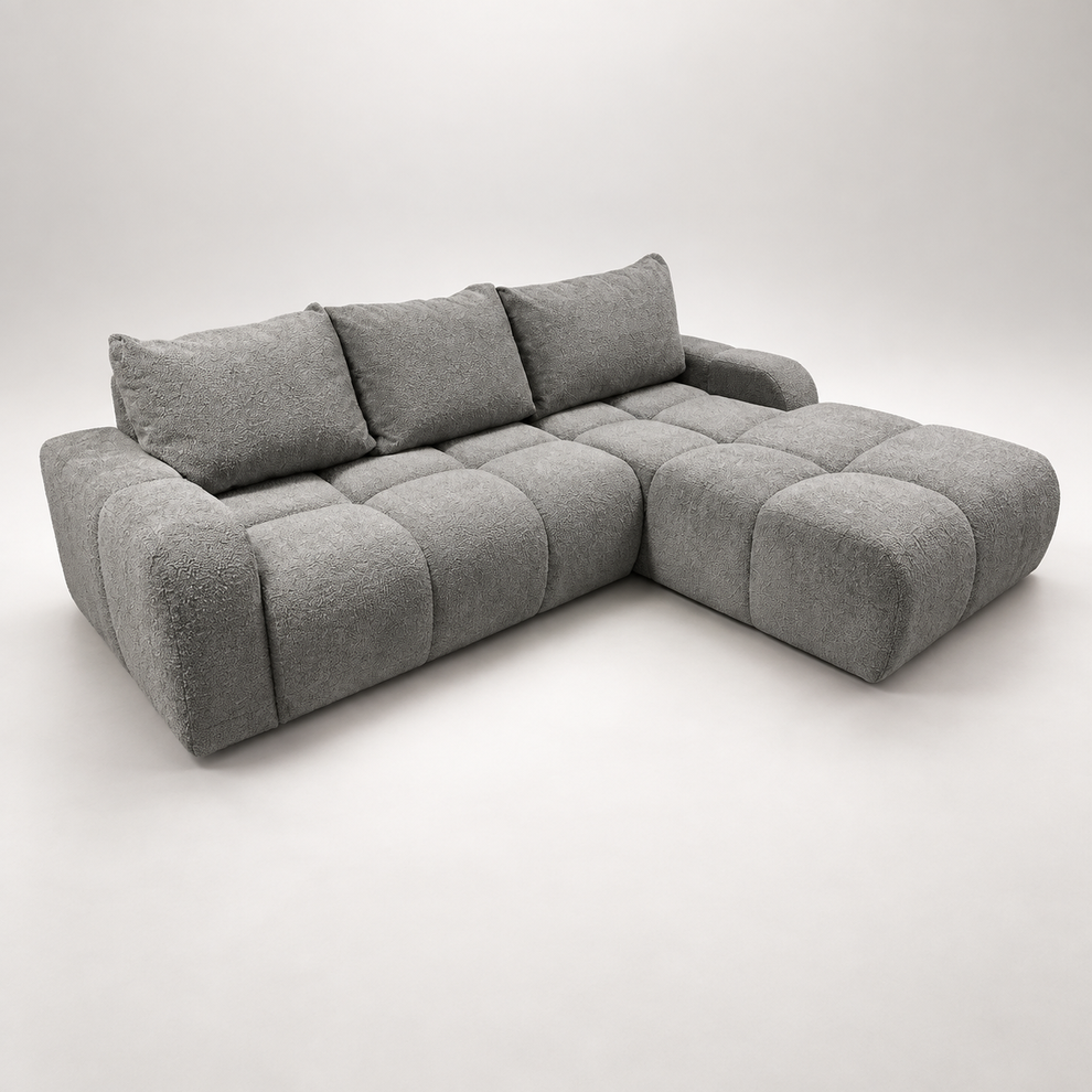 Coltar Extensibil Kyoto, 5 Locuri, 246 Cm gri dreapta cu lada    #studio