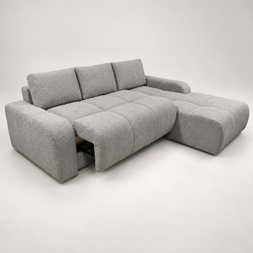 Coltar Extensibil Kyoto, 5 Locuri, 246 Cm gri dreapta cu lada    #studio