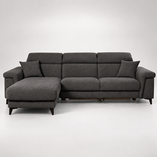 Coltar Extensibil Cu Insula Sorrento, Interschimbabil Stanga/Dreapta, 290 Cm gri inchis cu lada   #studio