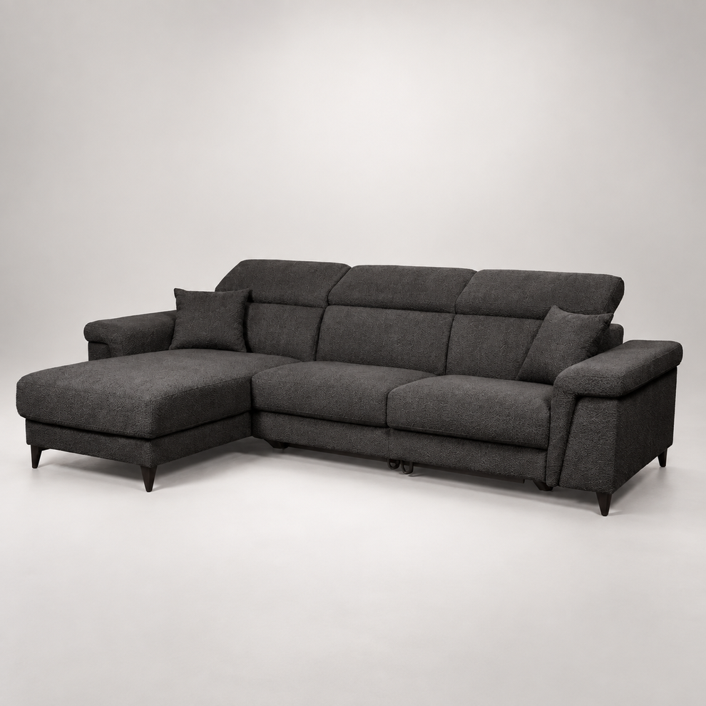 Coltar Extensibil Cu Insula Sorrento, Interschimbabil Stanga/Dreapta, 290 Cm gri inchis cu lada   #studio