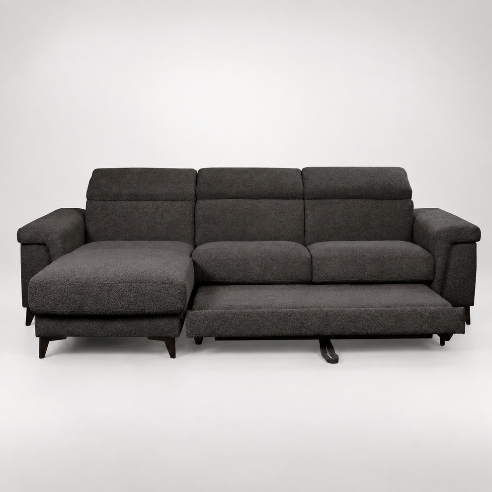 Coltar Extensibil Cu Insula Sorrento, Interschimbabil Stanga/Dreapta, 290 Cm gri inchis cu lada   #studio