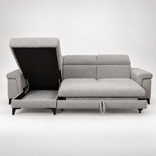 coltar-extensibil-cu-insula-sorrento-interschimbabil-stanga-dreapta-290-cm gri cu lada   #studio