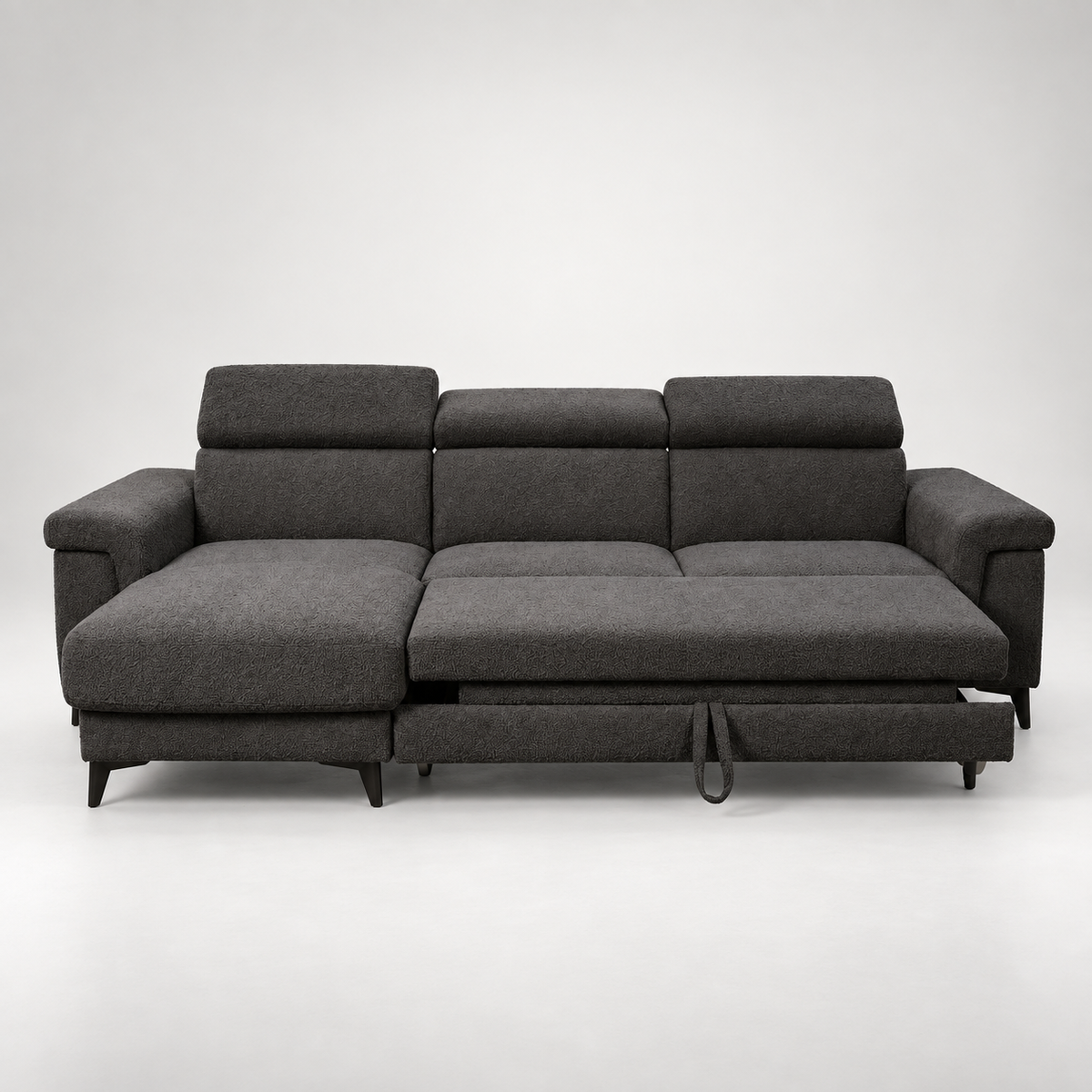 Coltar Extensibil Cu Insula Sorrento, Interschimbabil Stanga/Dreapta, 290 Cm gri inchis cu lada   #studio