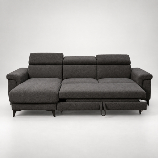 Coltar Extensibil Cu Insula Sorrento, Interschimbabil Stanga/Dreapta, 290 Cm gri inchis cu lada   #studio