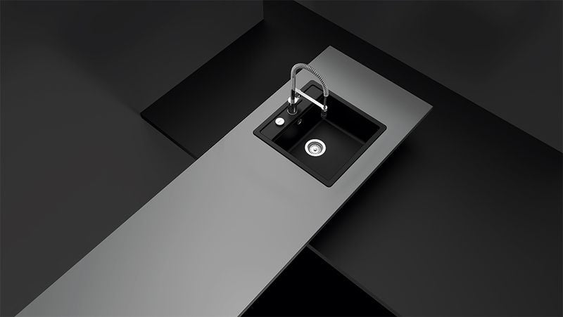 Chiuveta bucatarie Schock Mono N-100S Cristadur Puro cu sifon automat, granit, montare pe blat 49 x 51 cm