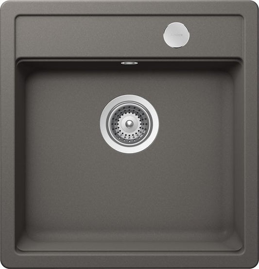 Chiuveta bucatarie Schock Mono N-100S Cristadur Silverstone cu sifon automat, granit, montare pe blat 49 x 51 cm
