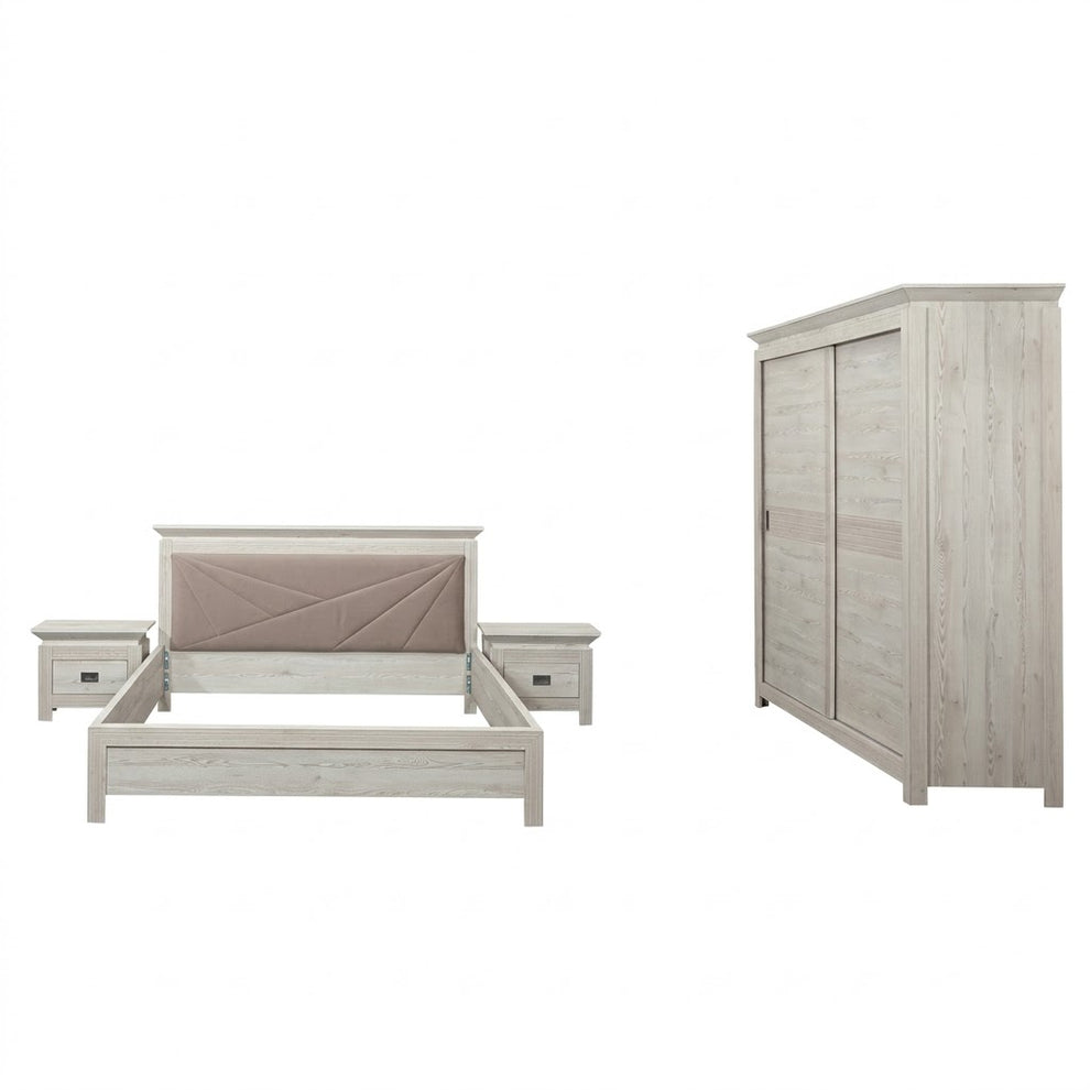 Set Dormitor Casablanca Loft, Dulap De 210 Cm, 2 Noptiere 140 x 200 cm