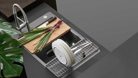 Baterie bucatarie Schock Sina Inox Periat, 2 tipuri de jet, cartus ceramic