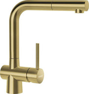 Baterie bucatarie Schock Laios White Gold cu dus extractibil, cartus ceramic
