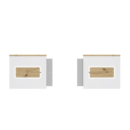 Set Panouri Noptiere Olinda, Alb Si Stejar Artisan, 55.5 X 6.2 X 50.7 Cm