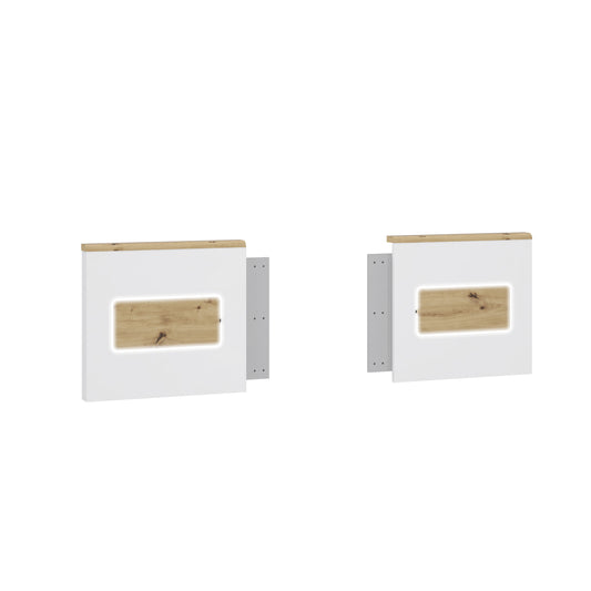 Set Panouri Noptiere Olinda, Alb Si Stejar Artisan, 55.5 X 6.2 X 50.7 Cm