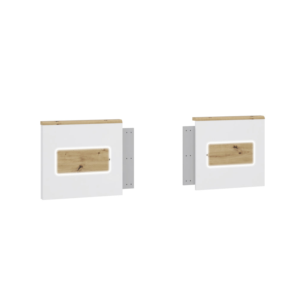 Set Panouri Noptiere Olinda, Alb Si Stejar Artisan, 55.5 X 6.2 X 50.7 Cm