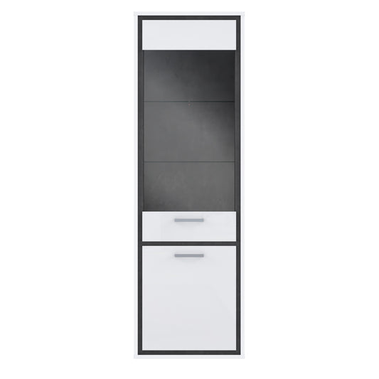 Vitrina Cu 2 Usi Inalta Rigmor, Alb Si Gri Argintiu, 64.4 Cm